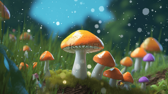 卡通3d立体背景图片_彩色3D立体卡通蘑菇10