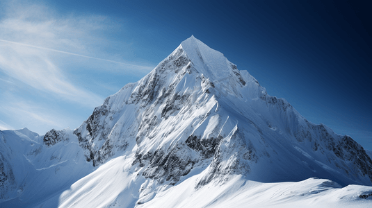 白天蓝天下高耸的雪山