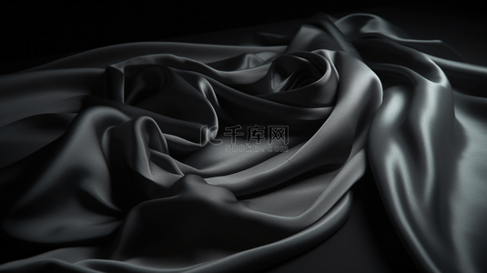黑色布料质感背景图片_柔焦抽象背景图案纹理波动黑色床单