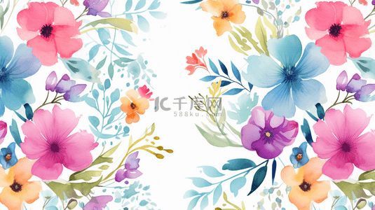 水彩手绘花卉背景图片_水彩背景与手绘元素。