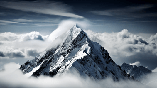 云雾缭绕的巍峨雪山