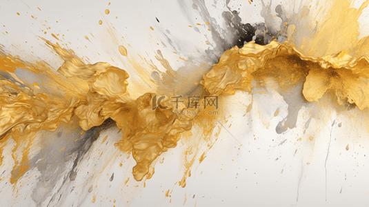 喷溅背景图片_白色背景上涂有金色和金色漆泼墨渲染