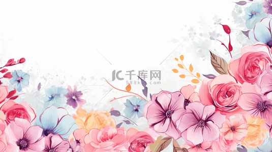 水彩花卉图案元素背景图片_水彩背景与手绘元素。