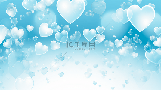 可爱的蓝色图案背景图片_可爱的心形气泡图案背景