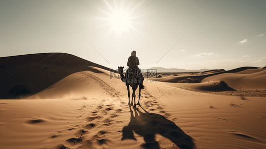 炎热的沙漠骆驼自然风景6