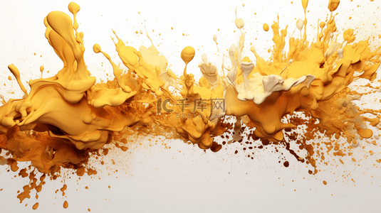 灰尘喷溅背景图片_白色背景上涂有金色和金色漆泼墨渲染
