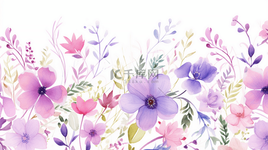 水彩花卉图案元素背景图片_水彩背景与手绘元素。