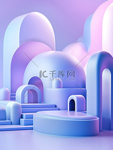 百色建筑红背景图片_梦幻般的建筑淡紫色天蓝色背景23