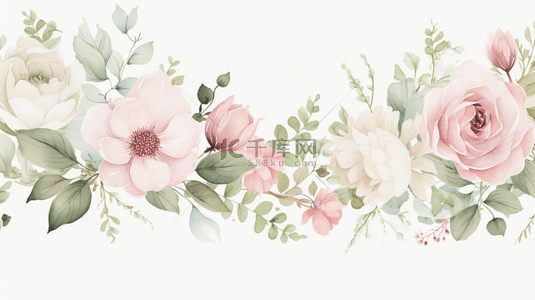 粉色绿植背景背景图片_抽象水彩背景，用于婚礼邀请、祝福和奢华设计，以叶子、花卉和金线元素为特色的向量自然壁纸。