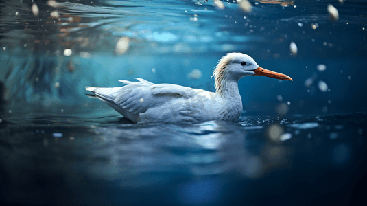 一只在水中游泳的鸟