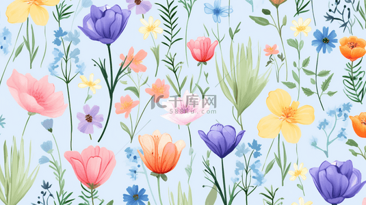 手绘春季花卉背景图片_手绘春季背景