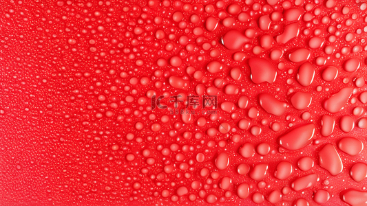 西瓜红色背景上透明的水滴雨滴