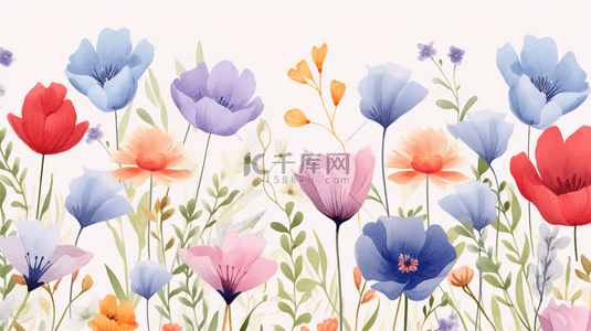 手绘春季花卉背景图片_手绘春季背景