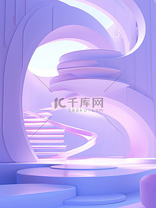 莫兰迪蓝紫色简约背景图片_梦幻般的建筑淡紫色天蓝色背景18