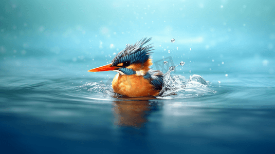 一只在水中游泳的鸟