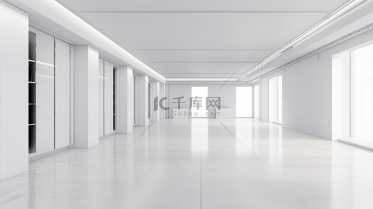 白色设计背景图片_奢华的白色抽象建筑极简背景，现代化展厅现代化。
