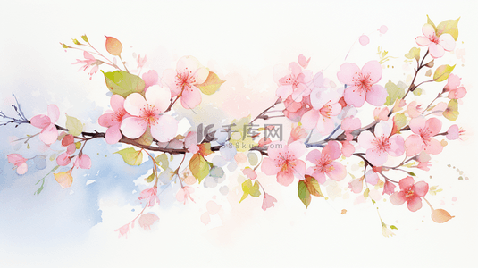 春季水彩花卉背景图片_水彩春季促销插图