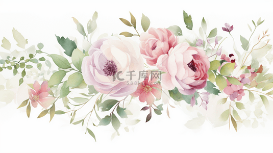 婚礼复古边框背景图片_抽象水彩背景，用于婚礼邀请、祝福和奢华设计，以叶子、花卉和金线元素为特色的向量自然壁纸。