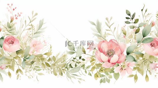 粉色自然背景背景图片_抽象水彩背景，用于婚礼邀请、祝福和奢华设计，以叶子、花卉和金线元素为特色的向量自然壁纸。