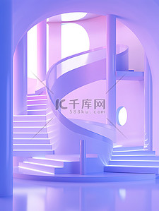 梦幻般的建筑淡紫色天蓝色背景1