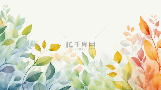 花卉背景背景图片_绿色叶子水彩背景绿植壁纸