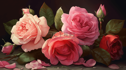 粉色情人节玫瑰花朵30