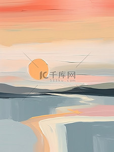 极简抽象画海滩上的日落9
