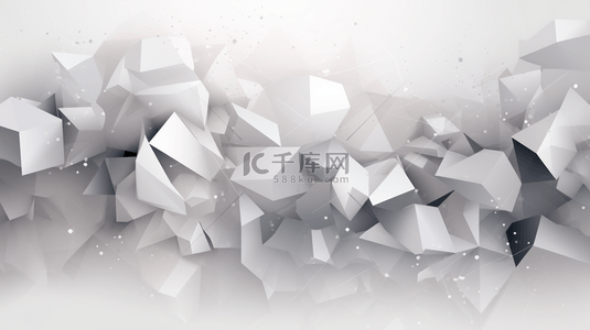 商业海报背景图背景图片_未来感灰白色水晶镶嵌几何形状横幅矢量图。