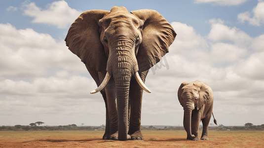 草原上的大象和小象1