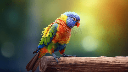 彩色的鹦鹉站在木头上1