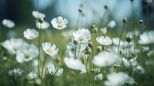 白色雏菊花丛野花3