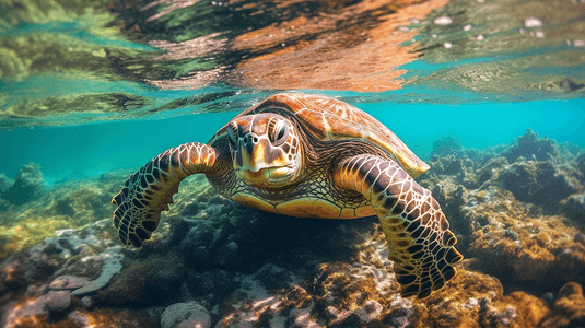 海龟在海水中游泳3