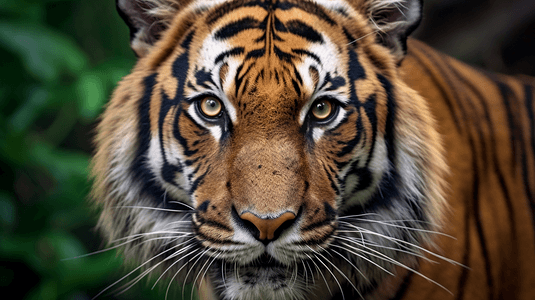 一只老虎盯着摄像机看的特写