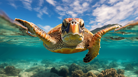 海龟在海水中游泳2