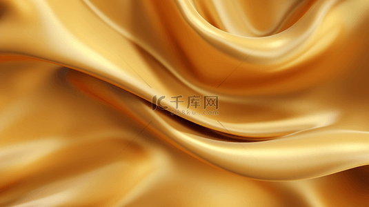 豪华的金色背景，配有彩色珍珠母光泽、褶皱和波浪。3D渲染。