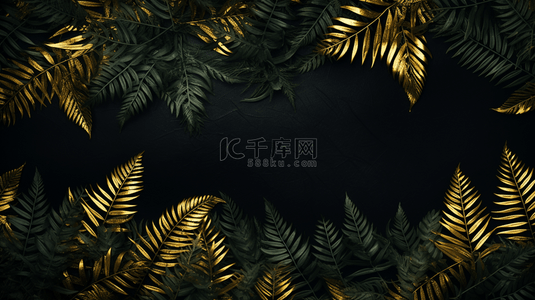 金色热带植物背景图片_金色皮革叶蕨在背景上隔离开。