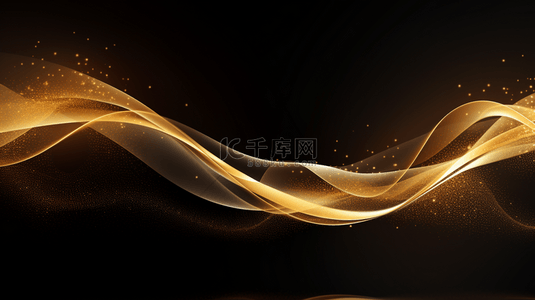 金色发光点背景图片_豪华波浪状金色线条背景，闪闪发光的亮粉点。