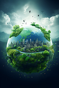 创意绿色地球背景图片_关爱地球保护环境公益背景