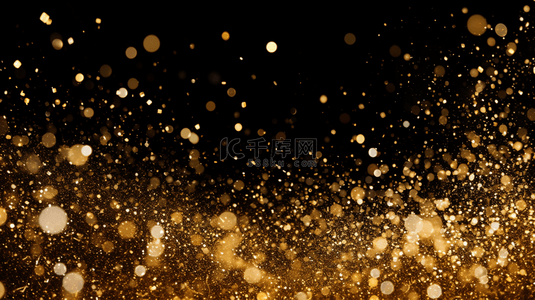闪烁图案背景图片_深色背景上金色闪光尘粉的生成AI AIG21。
