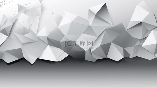 多边形图背景图片_未来主义灰白色水晶马赛克几何横幅矢量图。