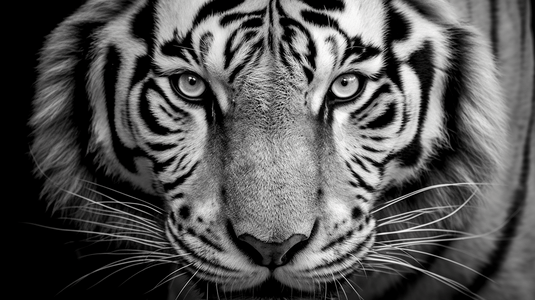 青龙白虎图摄影照片_特写摄影中的白虎和黑虎
