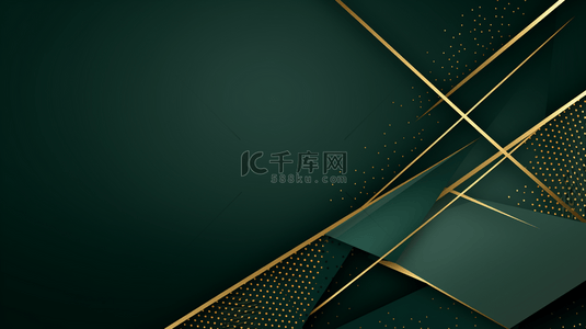 几何线条封面海报背景图片_豪华抽象几何背景，配有绿色叠加和金色条纹矢量插画。