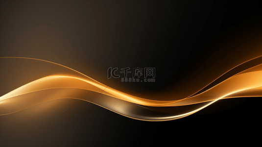 抽象的3D优雅金色波浪线和灯光效果在奶油色背景上。
