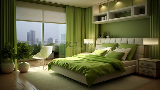 绿色小清新卧室设计