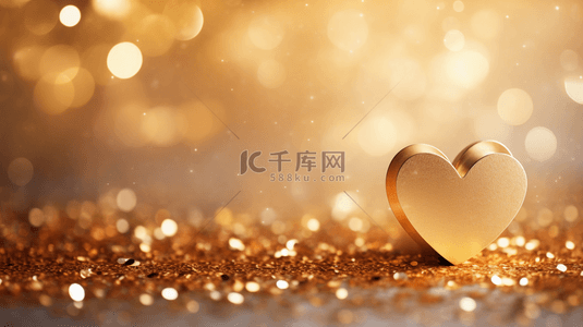情人节丘比特背景图片_情人节抽象矢量背景插图，带有闪亮的金色心形图案。