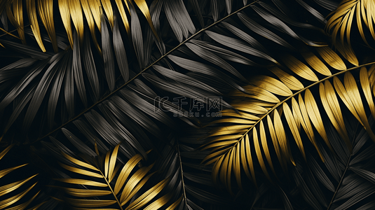 背景棕榈背景图片_金色热带叶子背景