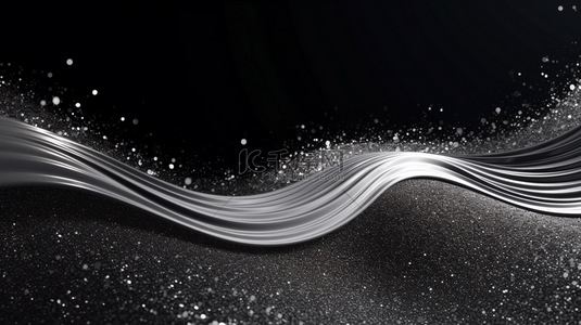 闪光银色背景图片_银色波浪抽象背景插图。