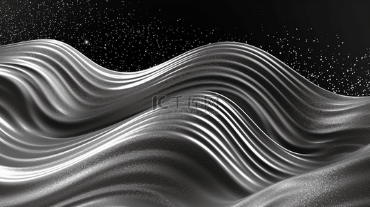 银色波浪抽象背景插图。
