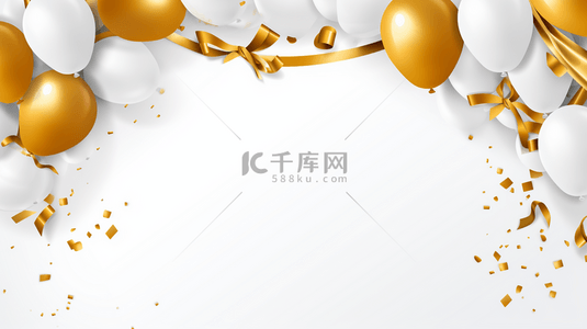金色彩带背景图片_季末特卖标志，带有白气球框架设计的矢量图。