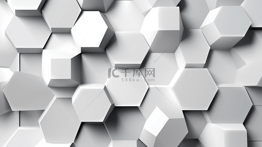 现代装饰性几何六边形风格白色背景向量图。